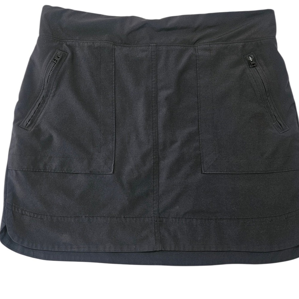 Athleta Soho Skort Black Athletic Travel Size 10 Zipper Pockets‎ Utility (Flaw)